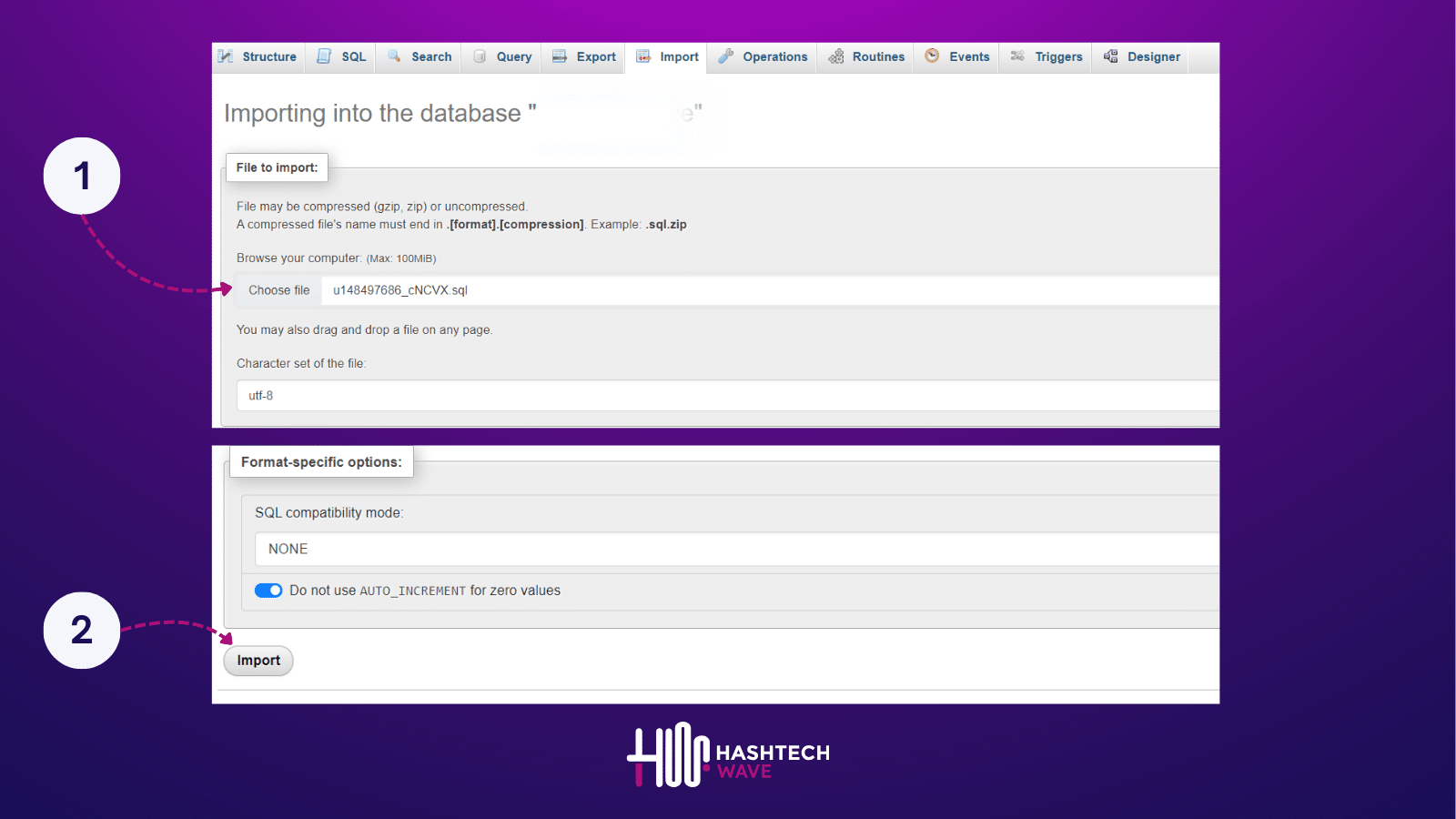 phpMyAdmin Importing